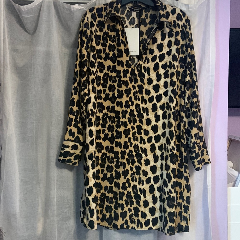 Collared cheetah print dress - Picture 1 of 4